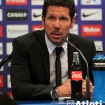 Simeone en la rueda de prensa del derbi