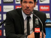 Simeone en la rueda de prensa del derbi