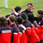 Jugadores del Atletico de Madrid en un entrenamiento