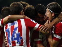 El Atletico celebra un gol en el Bernabeu